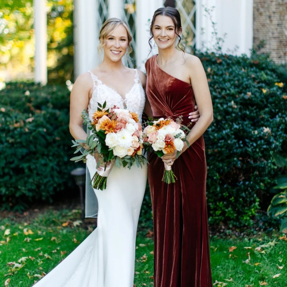 Revelry One-Shoulder Rust Dress - Picture 3 of 7